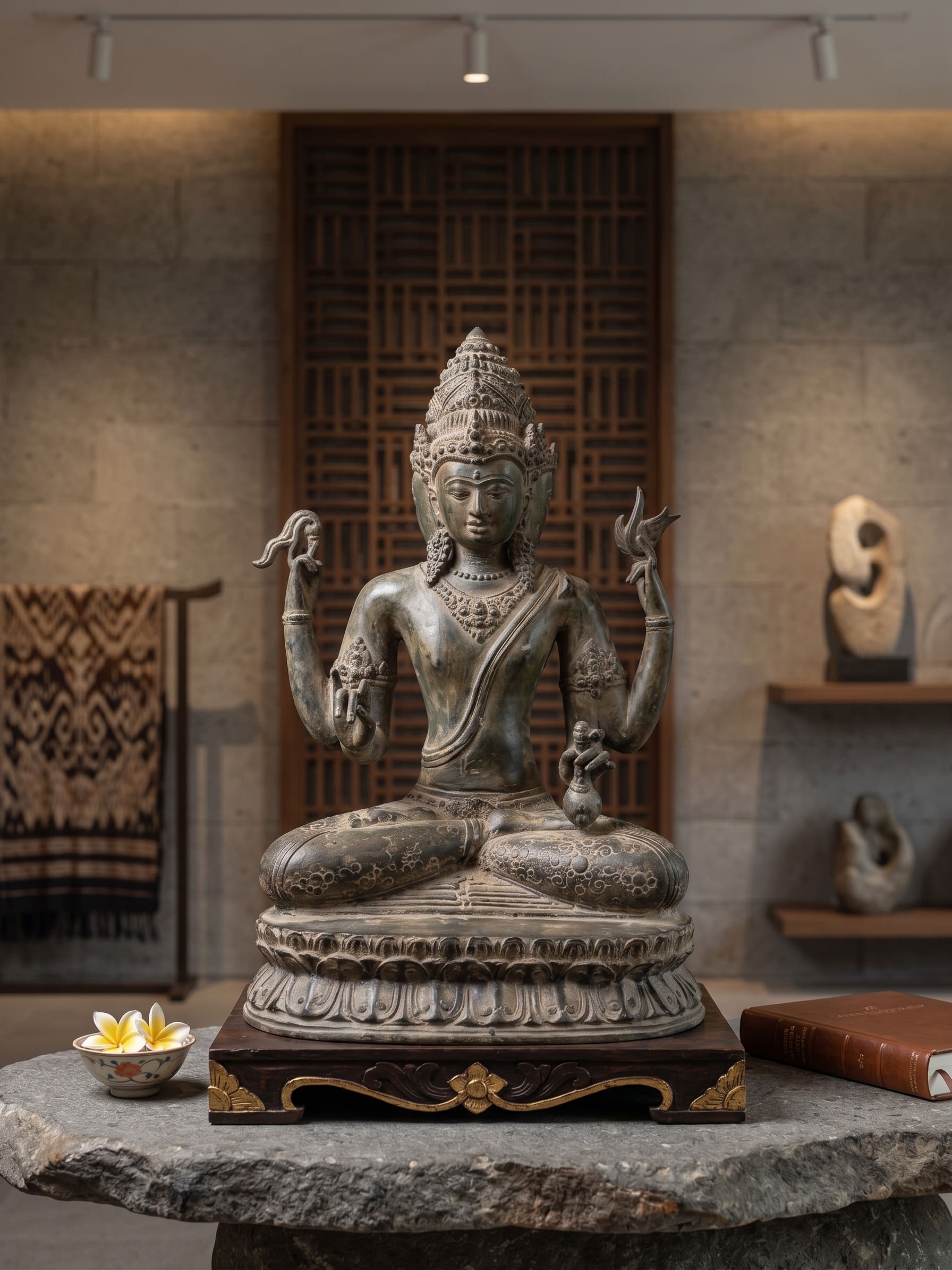 1059 Sitting Tri Murti 34 cm KDH