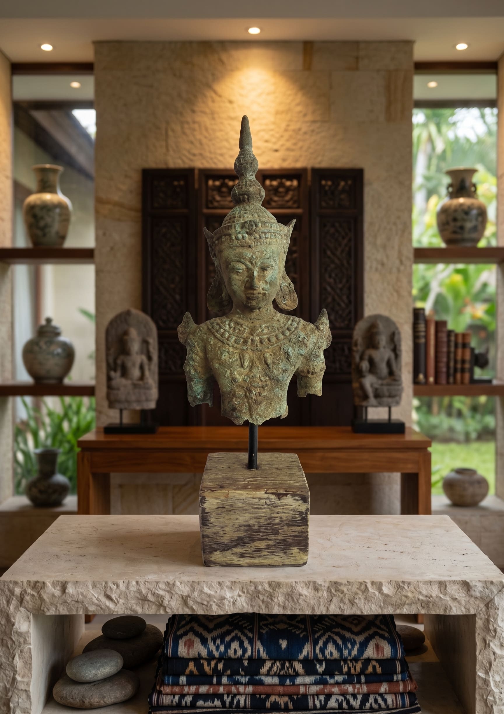 1031 Budha Head Thai stick 30cm YTP