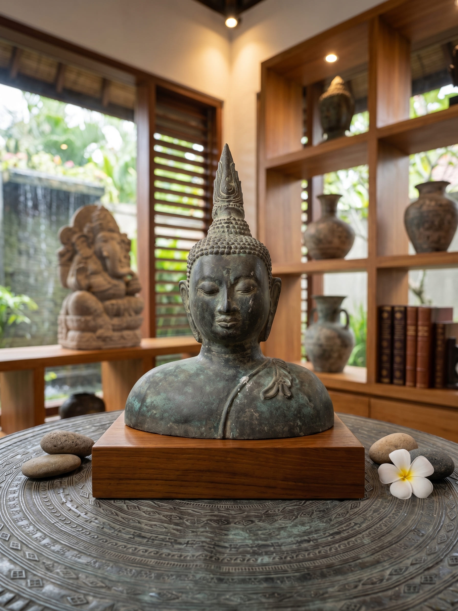1047 Budha Thai Half Body Antique 33 cm YTP
