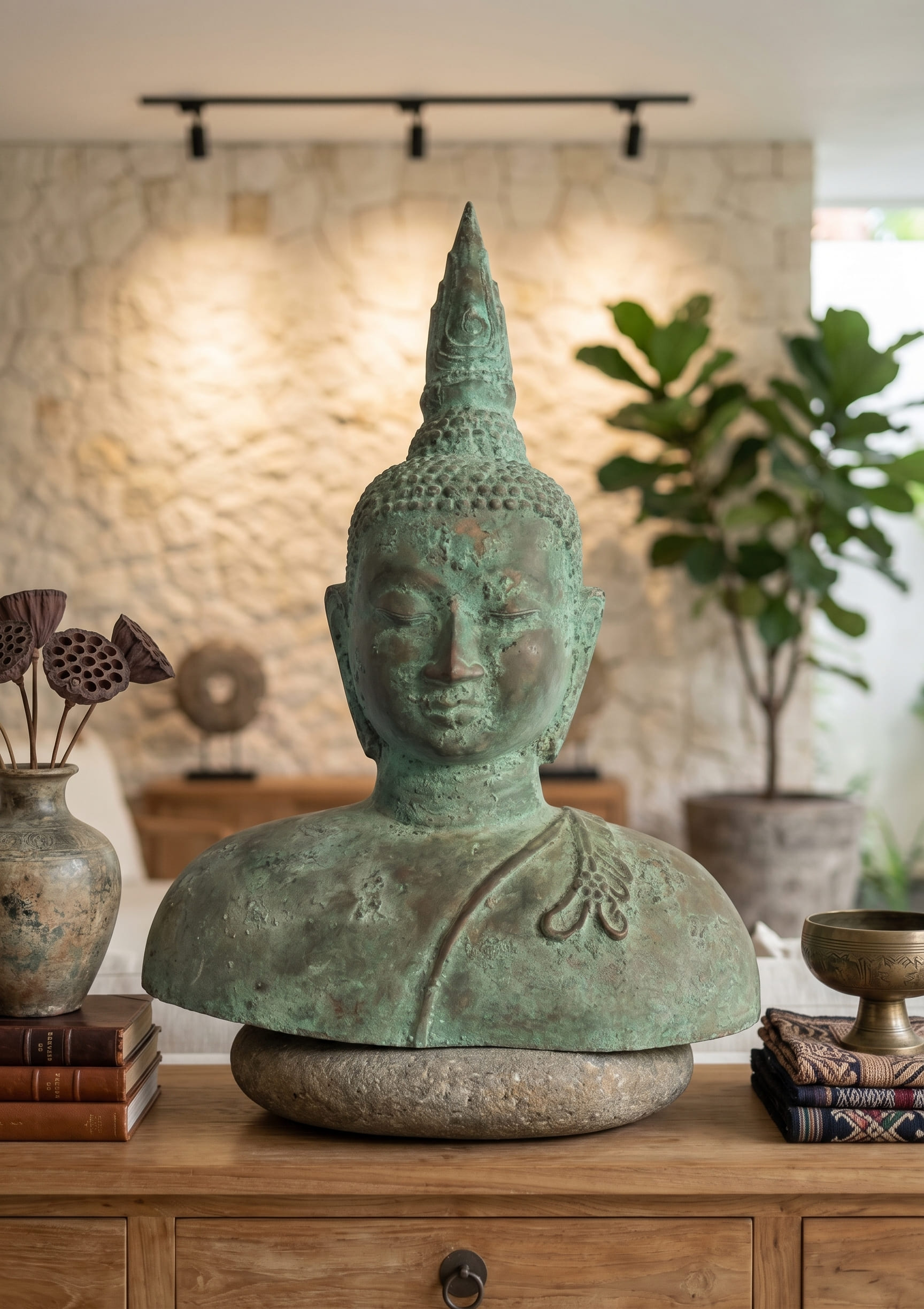 1046 Budha Thai Half Body Kerak 39 cm YTP